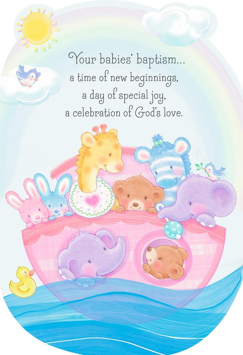 Noah's Ark Baptism Card for Multiples - Greeting Cards 