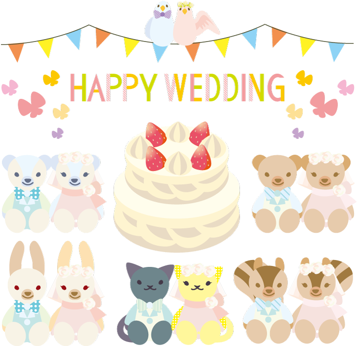 フリーイラスト 結婚式を迎える動物のカップルでアハ体験 Gahag 著作権フリー写真 イラスト素材集