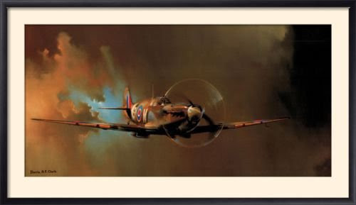 Framed Posters: - Barrie Clark Spitfire Framed Art Print (61 x 104 cm) 