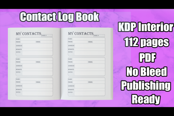 Crella Contacts Log Book | KDP Interior Print on Demands Design by Gael Compatible with Cameo Silhouette Studio, Cricut and other cutting machines for any crafting projects.