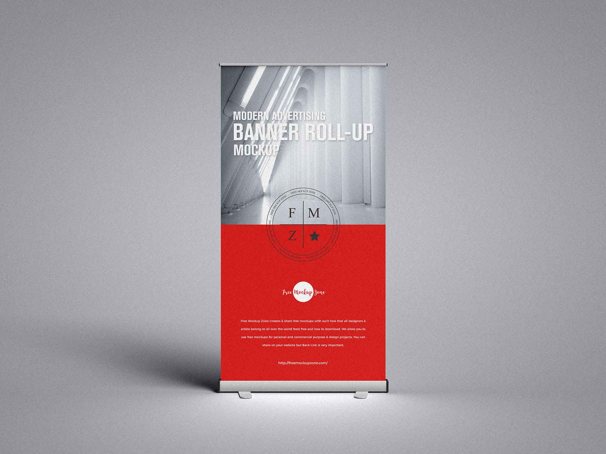 Free Advertising Banner Roll-up Mockup (PSD)