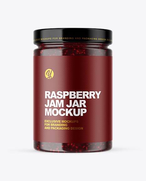 Download Download Clear Glass Jar with Raspberry Jam Mockup - Jar Mockups these mockups if you need to present your logo and other branding projects.