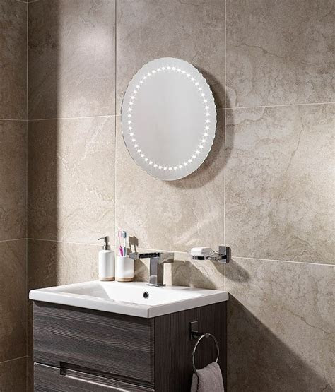 The two strips of led lighting will brighten up your morning routine and is . Round 500mm LED Illuminated Bathroom Mirror with IF Sensor