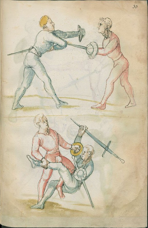 16th century sword fight manuscript drawing - Combat training 6