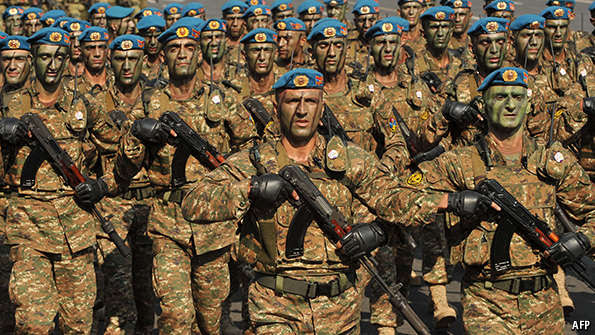 Armenian soldiers parading in 2011