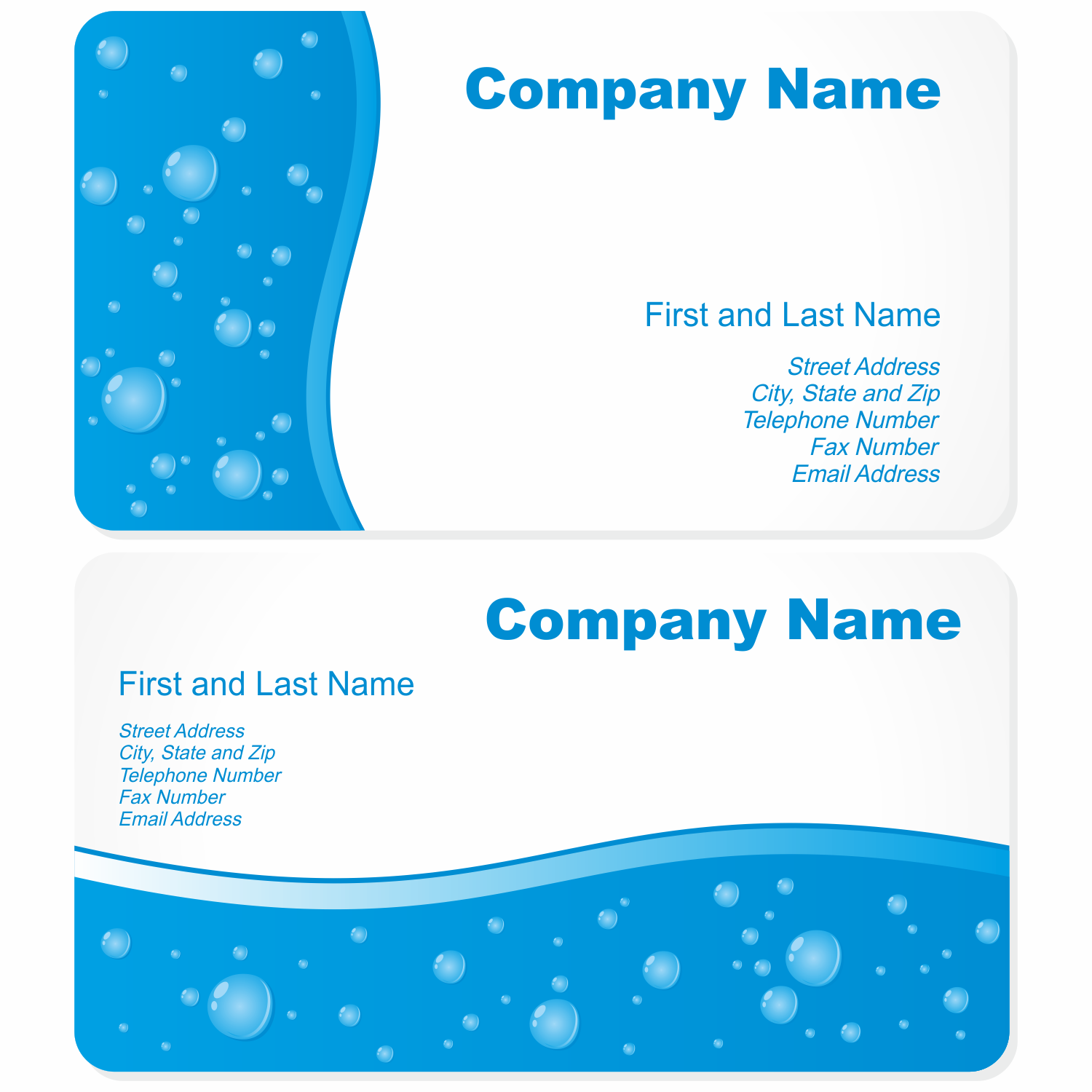 Vector for free use: Business cards with water drops