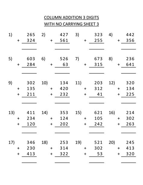  grade 3 addition worksheets free printable k5 learning 3rd grade math