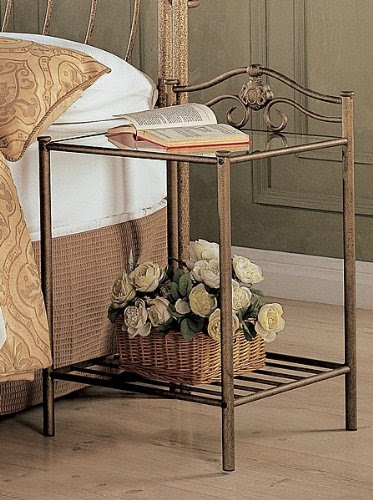 !Cheap! Gold Frame Glass Top Bedroom Night Stand ...