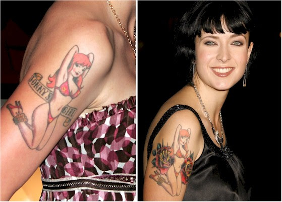 From left, Diablo Cody's tattoo, November 5; Cody at Monday's Juno premiere.