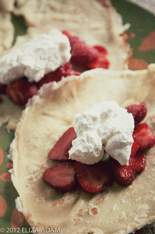 Leftover crepes, strawberries & whipped cream