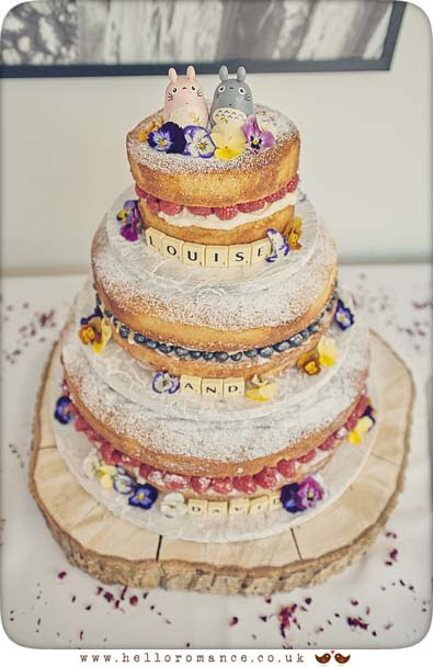 Cute vintage sponge DIY scrabble wedding cake in Suffolk - www.helloromance.co.uk