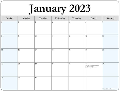  january 2023 with holidays calendar
