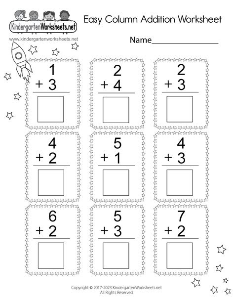  free printable easy column addition worksheet