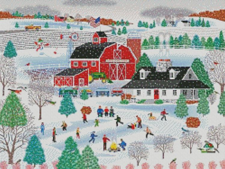 Mark Frost cross-stitch Apple Pond Farm Winter