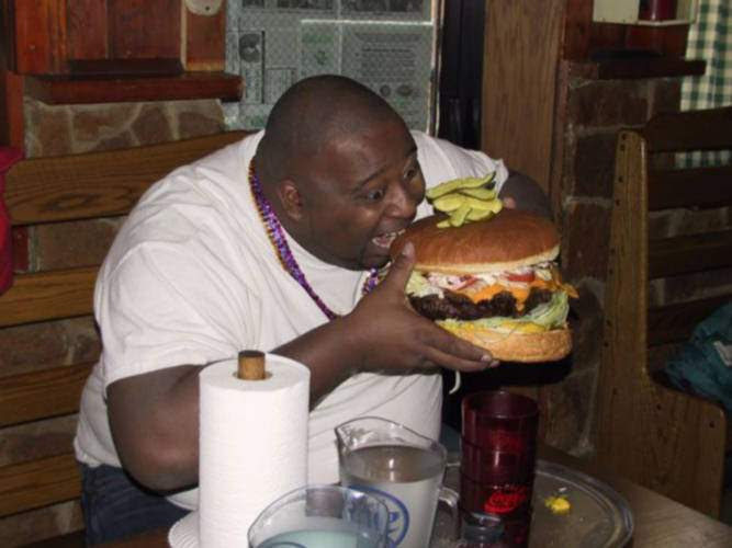 fat person eating food. Our perspective in life can
