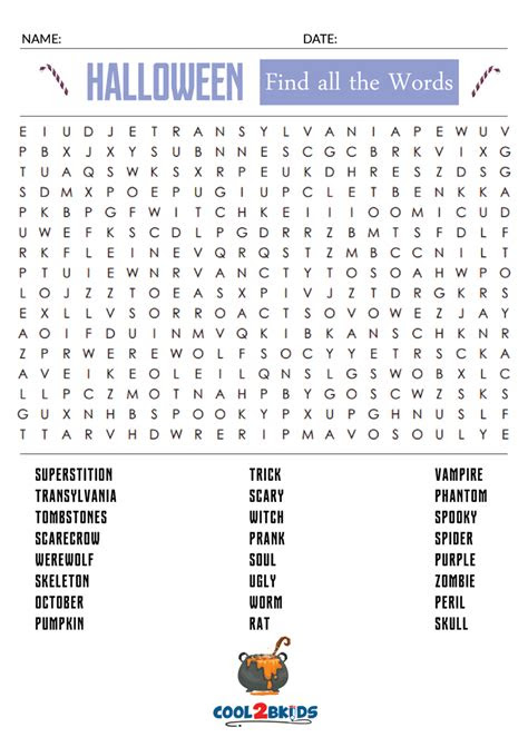 For word searches that do not require printing, check out online word search puzzles. printable halloween word search cool2bkids