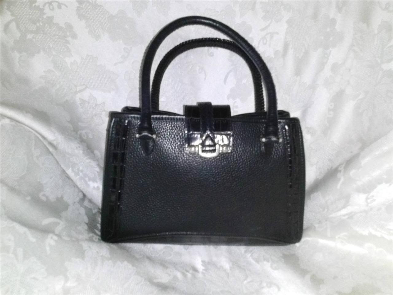 Details about Beautiful Brighton Black Leather Satchel Handbag!