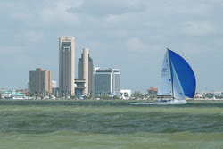 J/70 sailing off Corpus Christi, TX