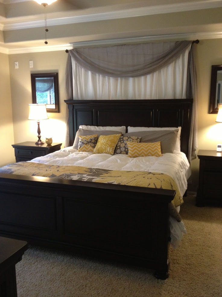 Curtains over bed. Better position for our bed in our master bedroom I ...