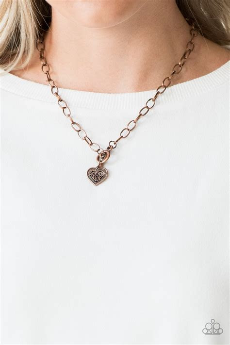 Shop for unique silver & gold love heart hoop earrings, drop earrings and studs,. Say No Amour - Paparazzi - Copper Heart Pendant Toggle
