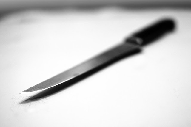 A knife in black and white.