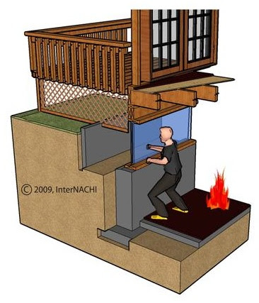 The image above depicts a deck located above a septic tank access ...