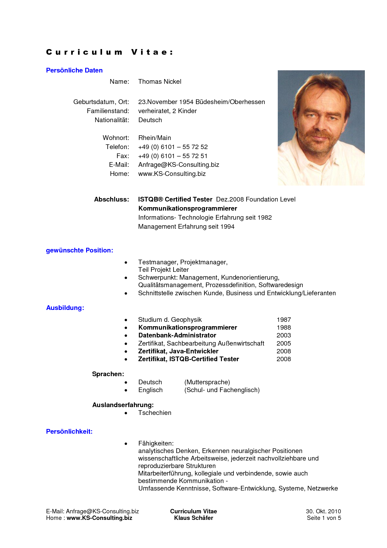 Curriculum Vitae: Curriculum Vitae Deutsch - resume at deutsch