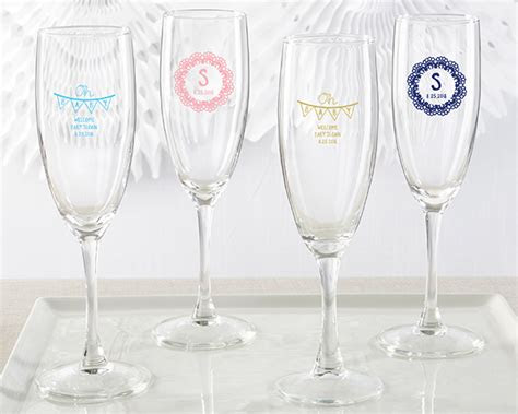 The grand fleur de lis design by rolf glass is elegantly sand etched on select domestic and imported. Personalized Champagne Flute - Rustic Charm Baby Shower