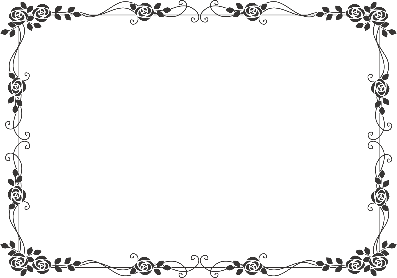 枠 飾り枠 飾り罫 飾り線 おしゃれな薔薇デザイン 無料イラスト素材