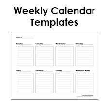 printable weekly calendar template free blank pdf