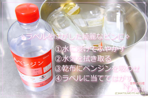 キッチンの愛用品はベンジン ビンの再利用では綺麗にラベルをはがしています So Glad Life 旅と暮らし