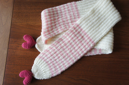 141 ハートの女の子マフラー編み図 ふわっと