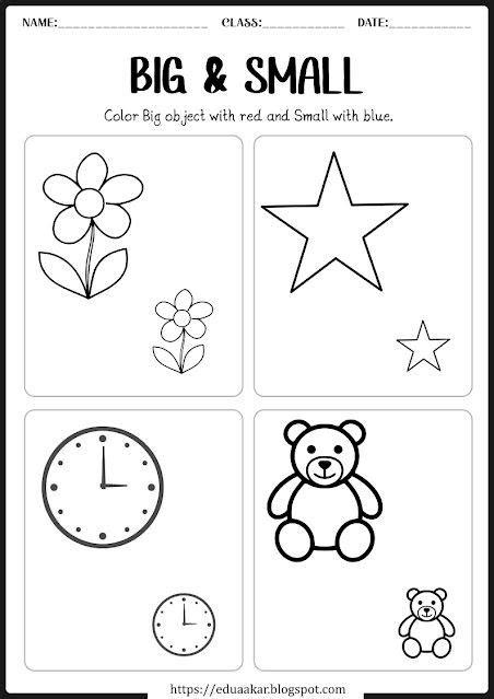  big and small worksheet for kids pre math concepts