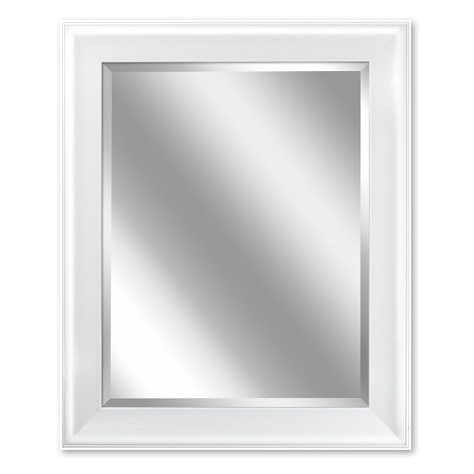 white bathroom mirror with shelf