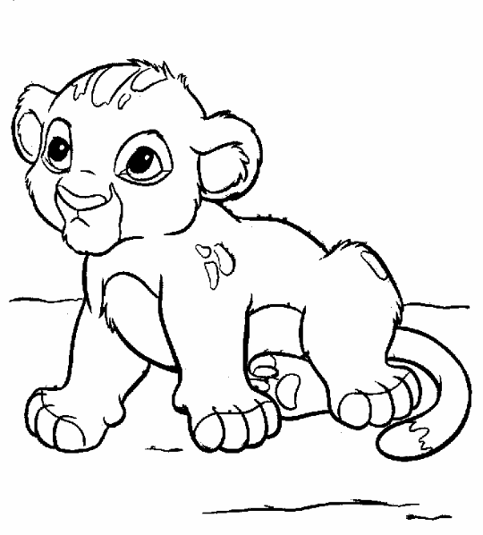 The Lion King coloring pages and pictures of baby lion cub looking cute and cuddly.