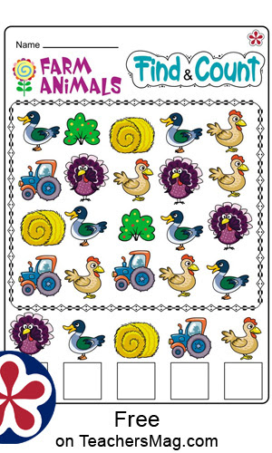Farm-Themed Math Worksheets for Kindergartners. TeachersMag.com
