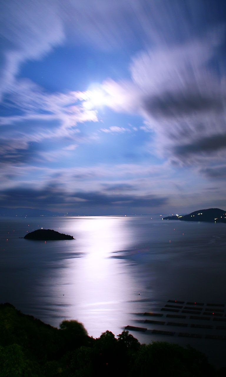 月明かり夜景 月光 月夜の夜景 壁紙写真集 無料写真素材