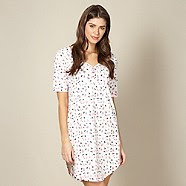 Designer cream mini floral night shirt