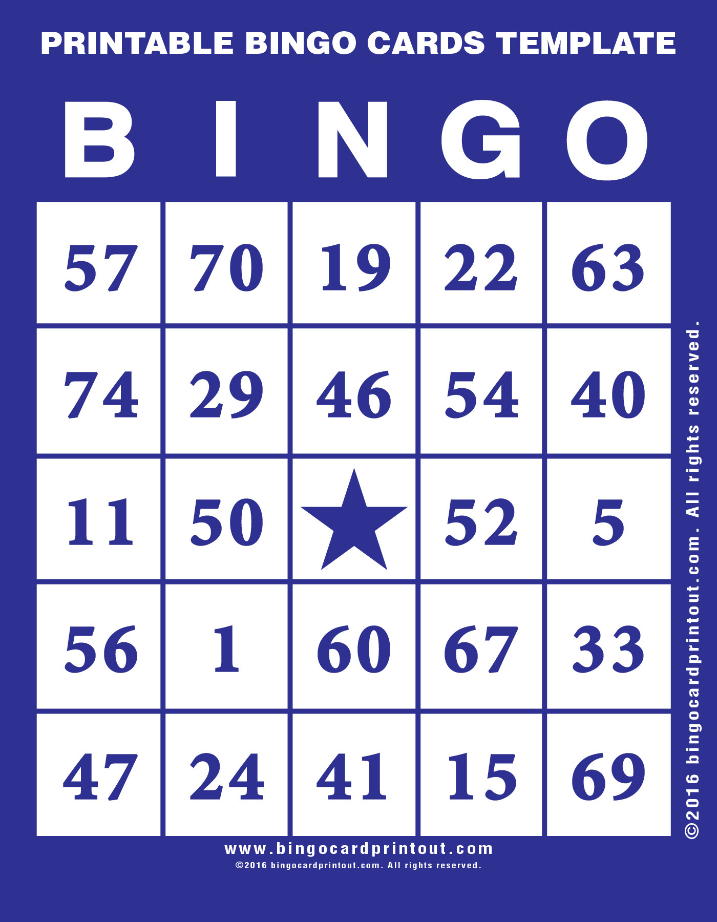 Printable Bingo Cards Template - BingoCardPrintout.com