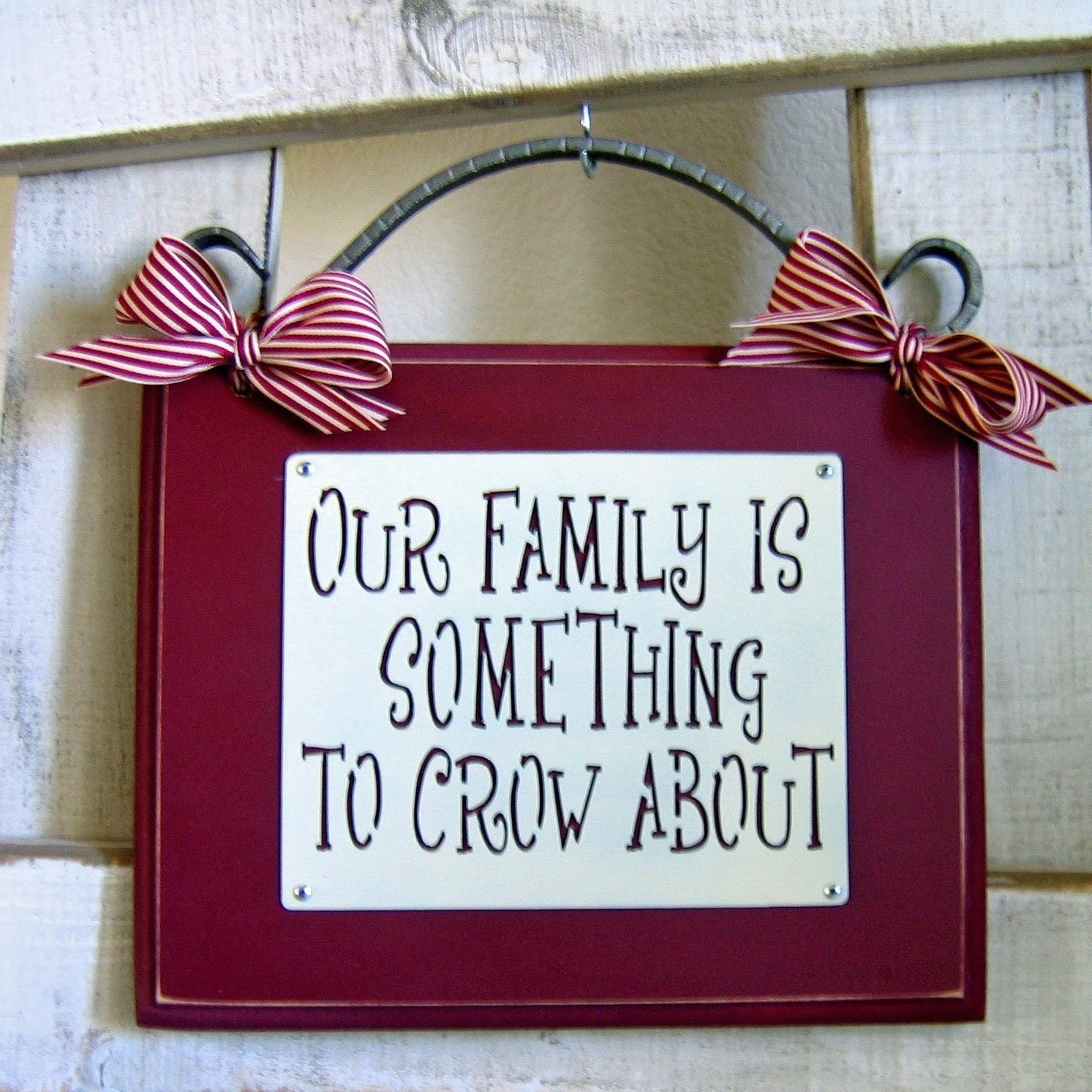 Our Family Is Something To Crow About Metal on Wood Plaque