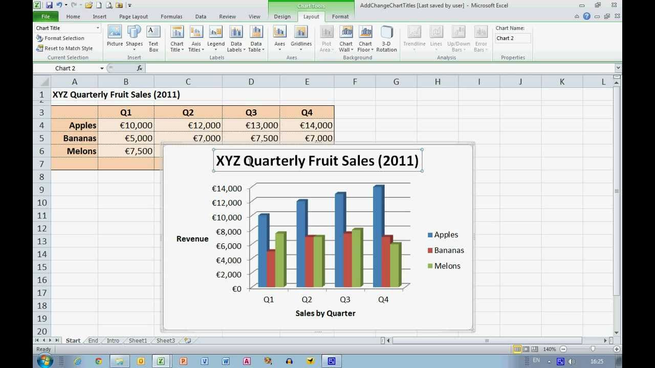 How To... Add and Change Chart Titles in Excel 2010 - YouTube