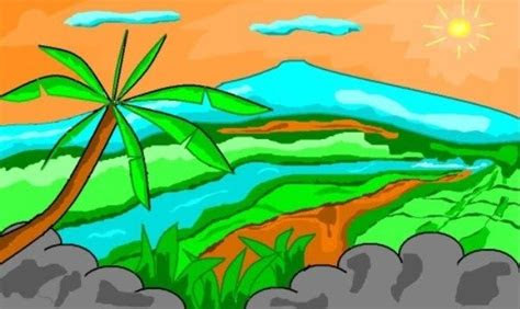 kumpulan gambar pemandangan alam  mudah  digambar