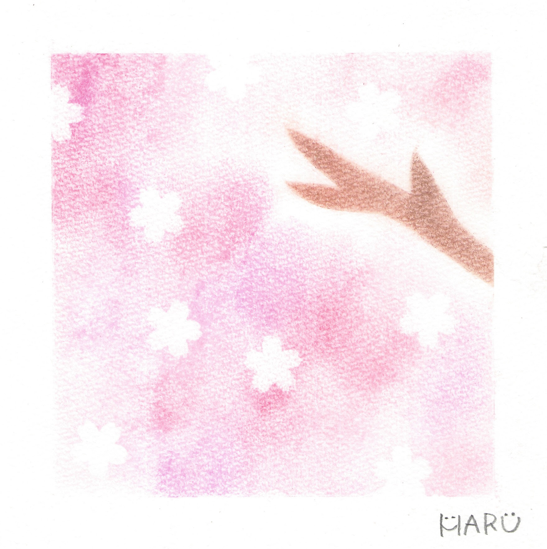 春をテーマにしたパステルアートその１ ピンク色の重なりが可愛い 満開の桜 の描き方 晴れ家カフェ