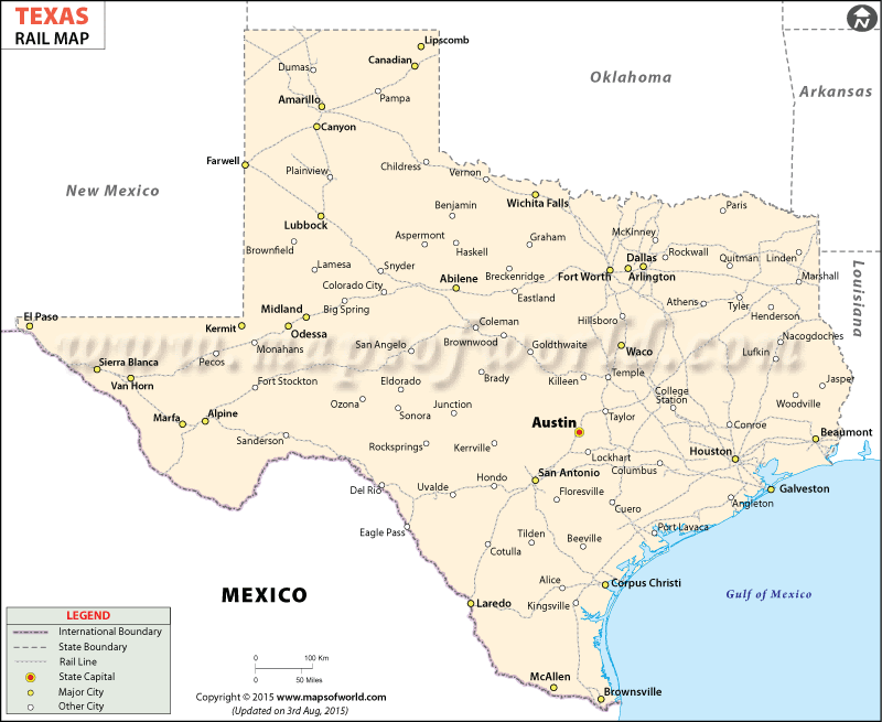 Texas Railroad Map, Texas Rail Map