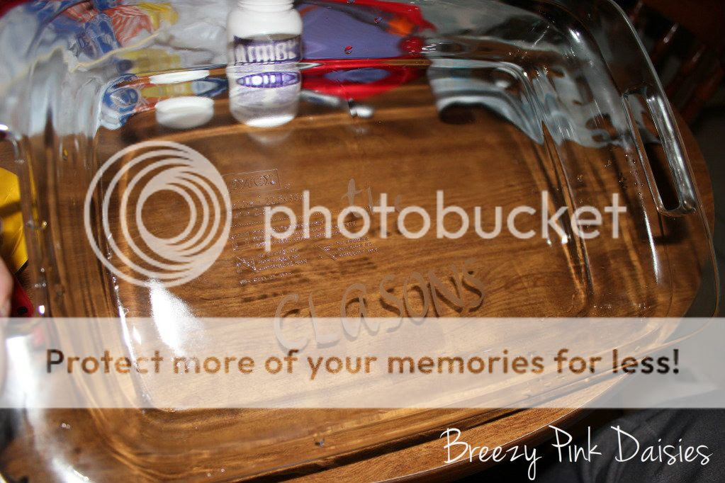 Glass Etched Pyrex Dish {Breezy Pink Daisies}