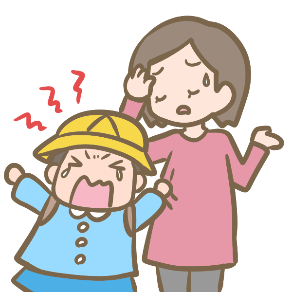 登園拒否に悩むママのイラスト かわいいフリー素材が無料のイラストレイン