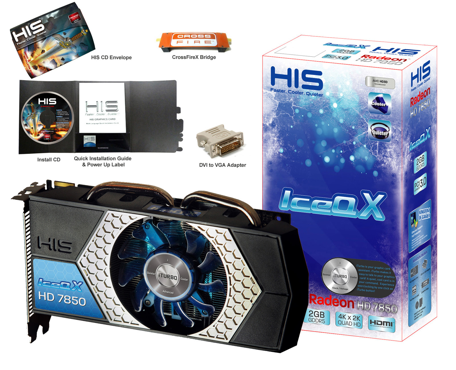 His 7850 Iceq X 2gb Gddr5 Pci E Dvi Hdmi 2xmini Dp Hd 7800 Series Desktop Graphics Products His Graphic Cards