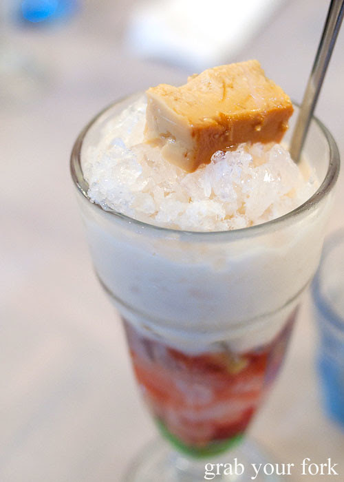 leche flan on halo halo dessert at lamesa phillipine cuisine haymarket chinatown