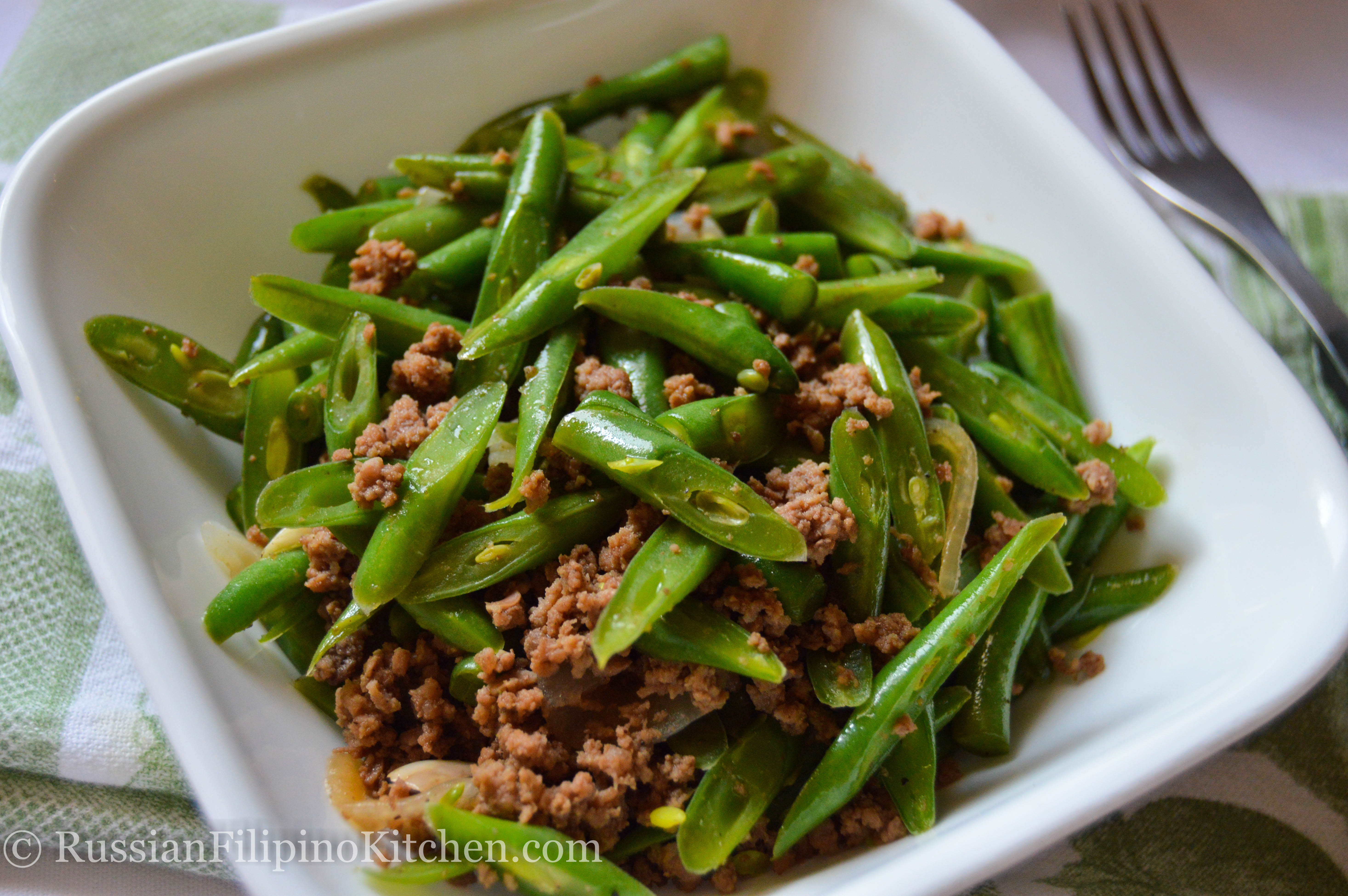 Sauteed Green Beans With Ground Beef Filipino Style Ginisang Baguio Beans Russian Filipino Kitchen