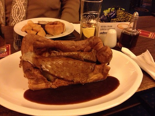 Beef in Huge Yorkshire Pudding